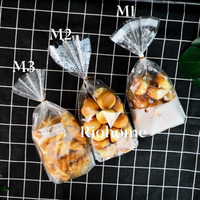 Túi Bánh Quy Nơ Ren, Tim ,Logo bánh