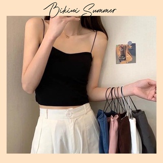 Áo Bra 2 Dây Sợi Bún, Áo Bra Dây Mảnh Có Mút Đệm Ngực Croptop Dáng Lửng 2055