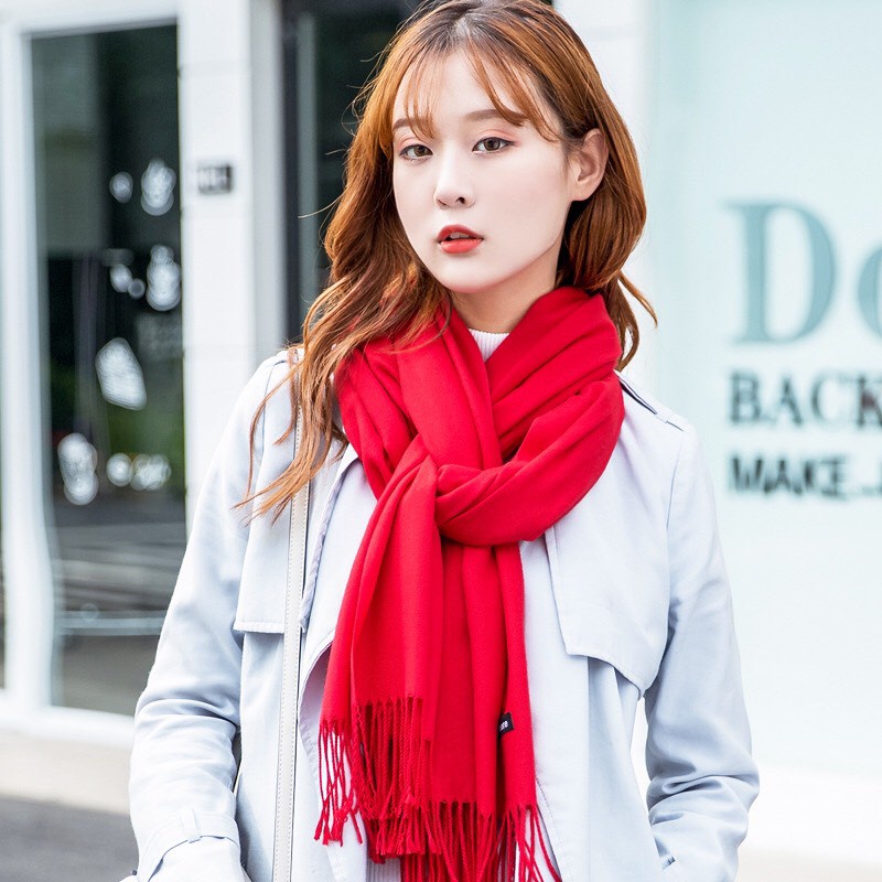 Khăn choàng cổ cashmere trơn chất dày nhiều màu size 60*200cm - Mã CA01