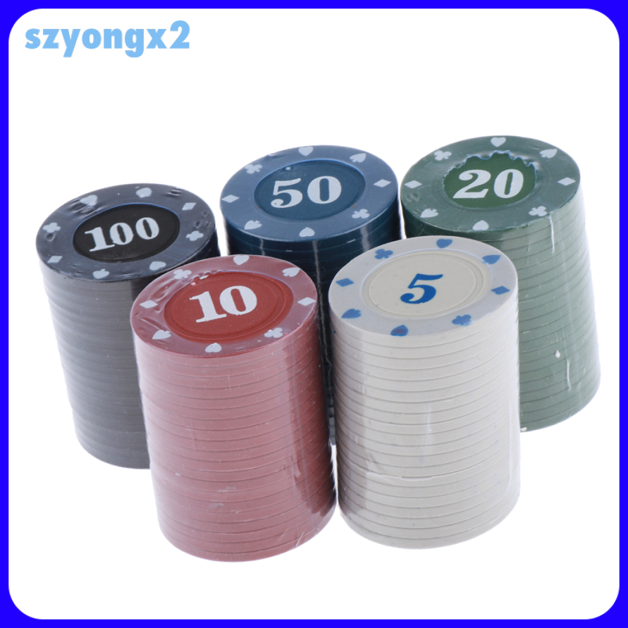 Set 100x chip Poker 3.9cm cho sòng bạc casino làm quà tặng đồ chơi