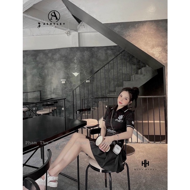 Set áo polo badblood chân váy xếp ly