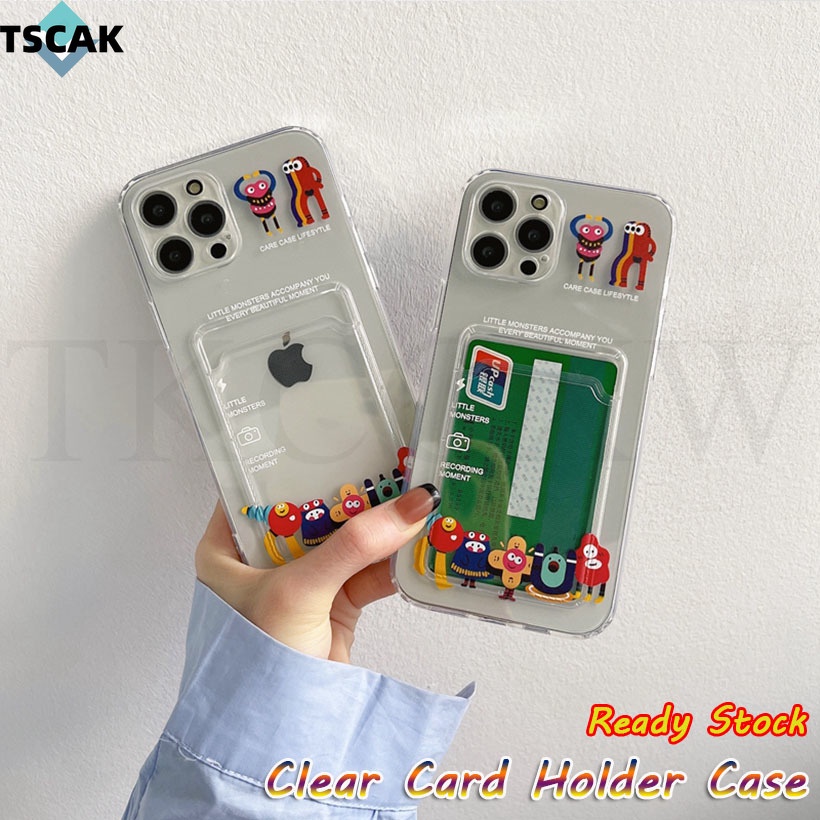 Ốp điện thoại silicon hình quái vật có ngăn đựng thẻ cho Realme 5 5s 5i 6i C21 C15 C12 C25 C25s Narzo 10 30A C3 C11 2 Pro