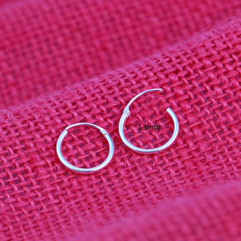 Khuyên Tai Xi Bạc Sterling Dạng Vòng Thiết Kế Đơn Giản Tinh Tế