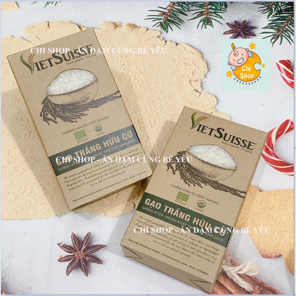 Gạo Trắng Hữu Cơ Vietsuisse 1kg An Toàn Sức Khỏe Cho Bé Ăn Dặm Freeship