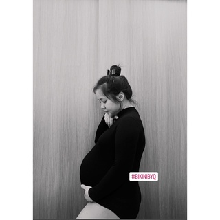 Bodysuit bầu cổ lọ đen ( có sẵn ) ( hình khách feedback)