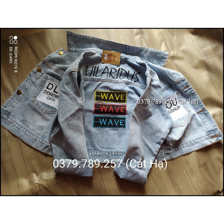 Aó khoác jean nữ xám xanh như hình form dưới 58Kg Wave BB34