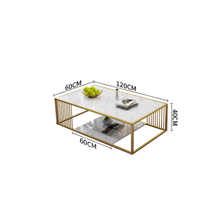 Bàn trà cao cấp mặt vân đá cẩm thạch 2 tầng  BAT010