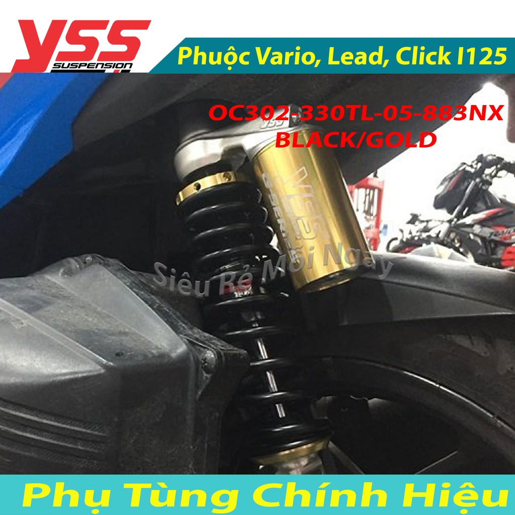 Phuộc YSS Bình Dầu G PLUS GOLD NEW Honda Vario, Click i125cc, Lead, Vision Fi Đen Vàng Thái Lan