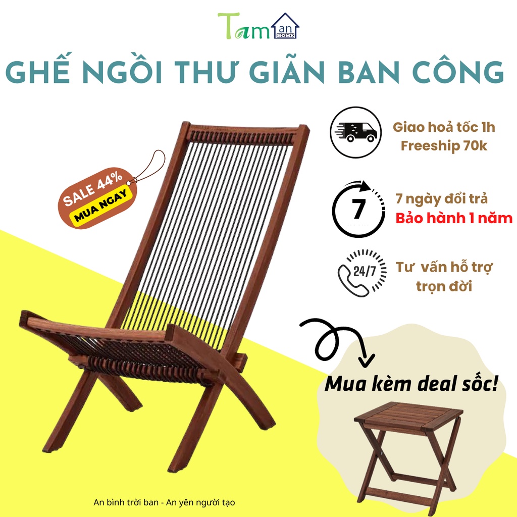 Ghế ban công gấp gọn ngồi thư giãn Brommo đan dây hàng xuất khẩu Thuỵ Điển số lượng có hạn, đóng thùng chuẩn xuất khẩu