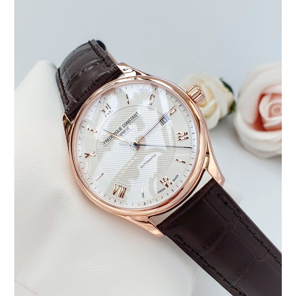 Đồng hồ nam chính hãng Frederique Constant - Máy cơ tự động - Kính Sapphire - Dây da