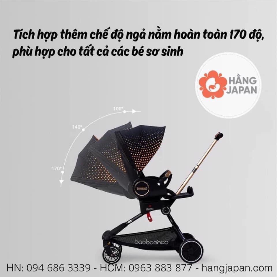 Xe đẩy cho bé Baobaohao V9 gấp gọn có tư 3 tư thế nằm, ngả,ngồi đẩy 2 chiều cho trẻ sơ sinh từ 0-5 tuổi bảo hành 1 năm
