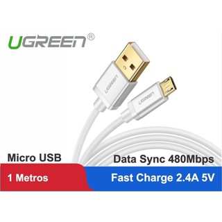 Dây cáp sạc Micro USB Chính Hảng Ugreen 10829 US134 (Đầu Mạ Vàng,hợp kim nhôm dài 1met)