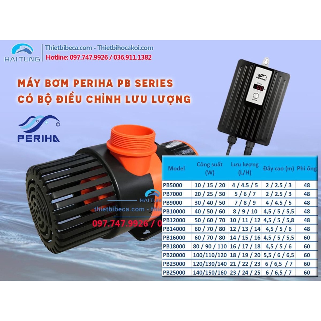 Bơm Siêu Tiết Kiệm Điện PERIHA PB 5000 - PB 25000, Bơm Lọc, Đẩy Thác Dành Cho Bể Cá Cảnh, Hồ Koi