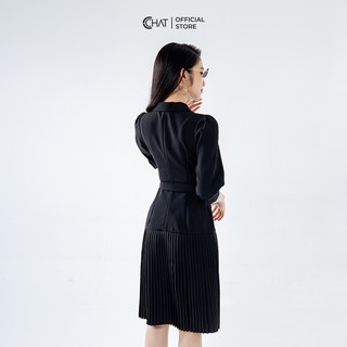 Váy cổ vest dập ly chân CCHAT