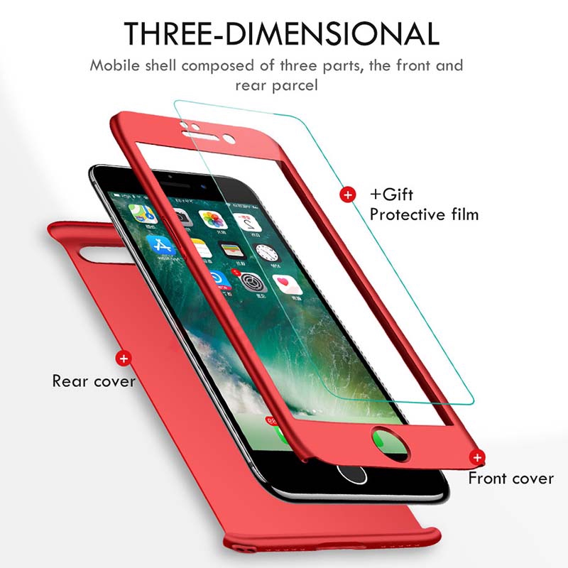 Ốp điện thoại kính cường lực cứng siêu mỏng 360 cho iPhone 13 6 6s 7 8 Plus X XS Max XR