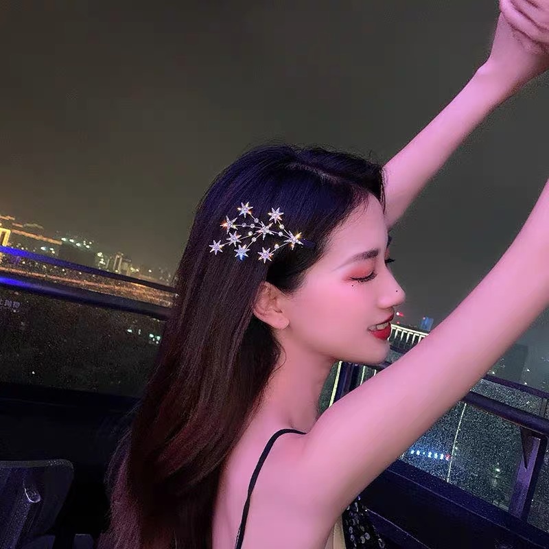 Kẹp tóc CHLINS bằng kim loại hình ngôi sao đính đá xinh xắn cho nữ