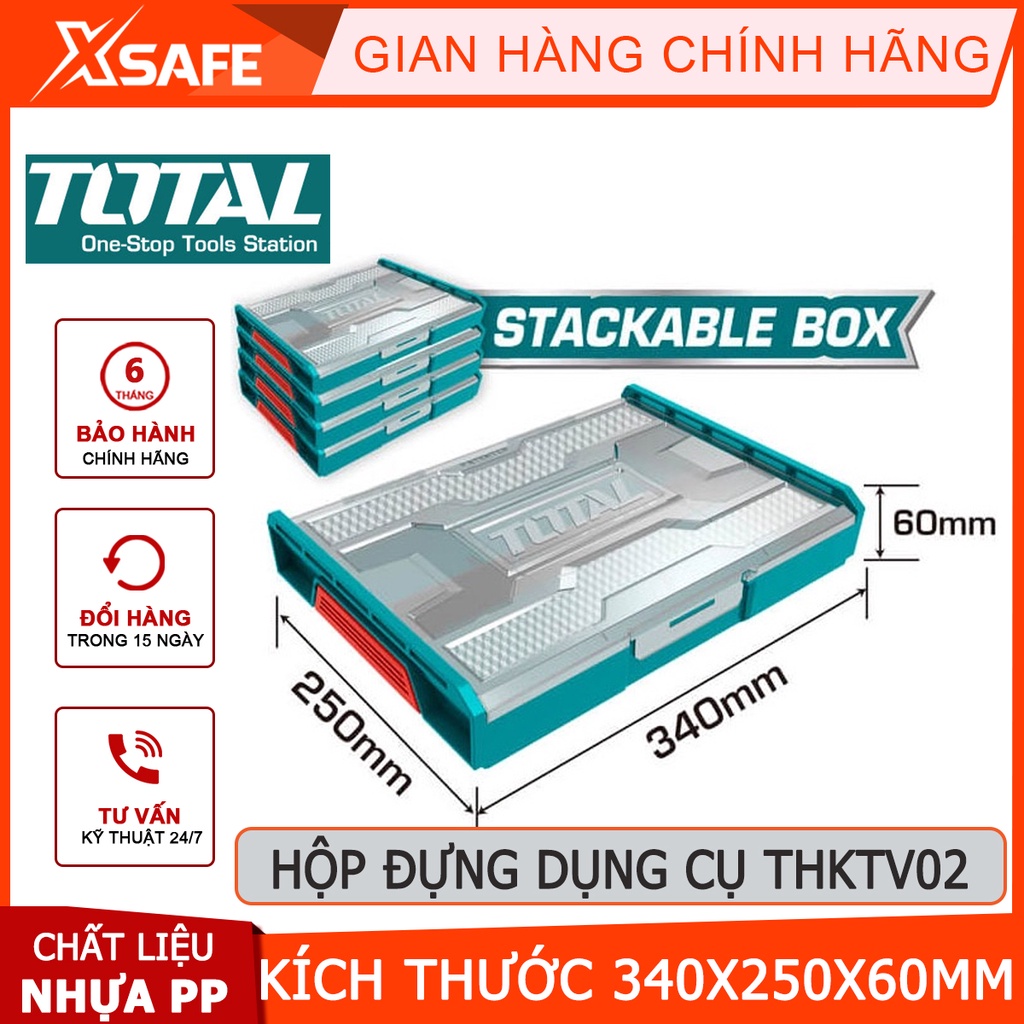 Hộp nhựa đựng dụng cụ TOTAL THKTV02 Hộp đồ nghề kích thước 340*250*60mm, nhựa PP bền bỉ, có thể chồng lên nhau