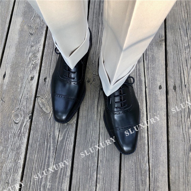 Giày da nam Luxury giày nam màu đen công sở oxford da cao cấp hàng nhập khẩu nhiều size