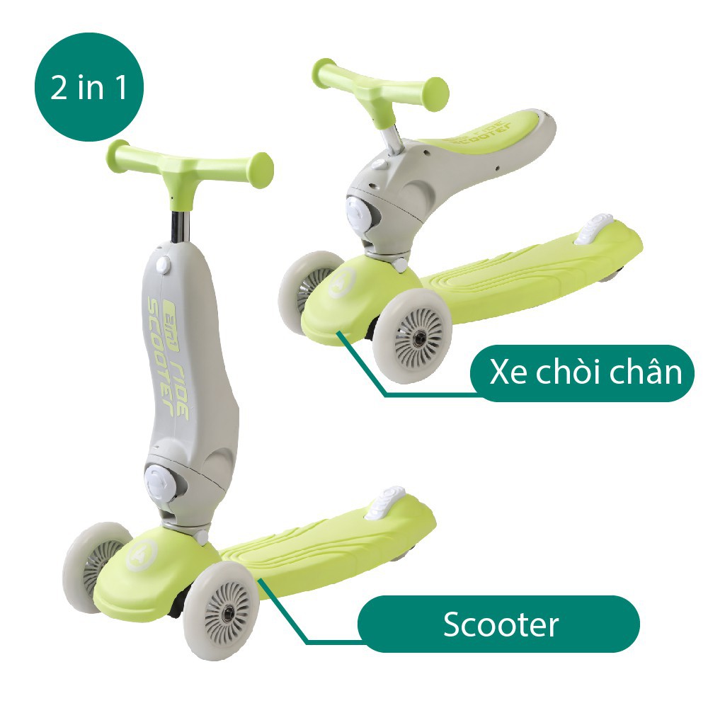 Xe Luddy Scooter kiêm chòi chân 2 trong 1 cho bé  - Joovy 1002 cho bé từ 1 tới 6 tuổi