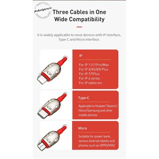 Cáp sạc Chuột 3 đầu siêu bền Baseus Three Mouse 3-in-1 Cable