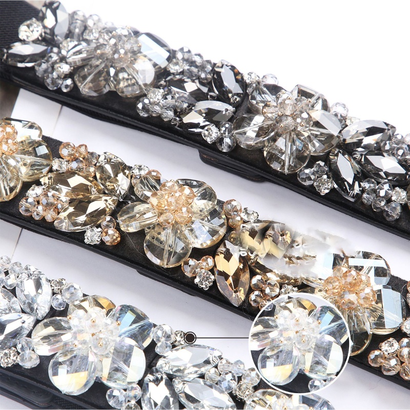 Thắt Lưng Co Giãn Đính Đá Hình Hoa Dành Cho Nữ