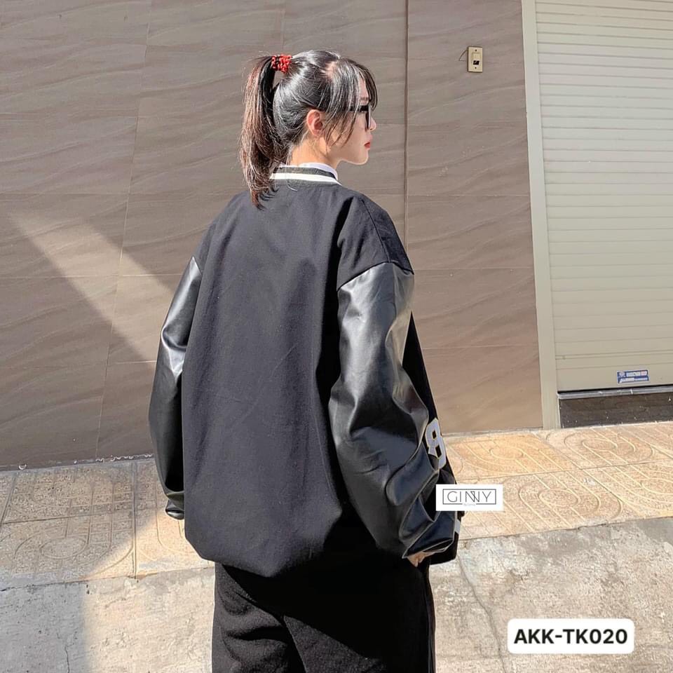 Áo Khoác Kaki Tay Da Varsity 86 Hàng Quảng Châu Ngầu Chất Unisex | Thời Trang Unisex | Sang XỊn | HotTrend |GinHouseShop