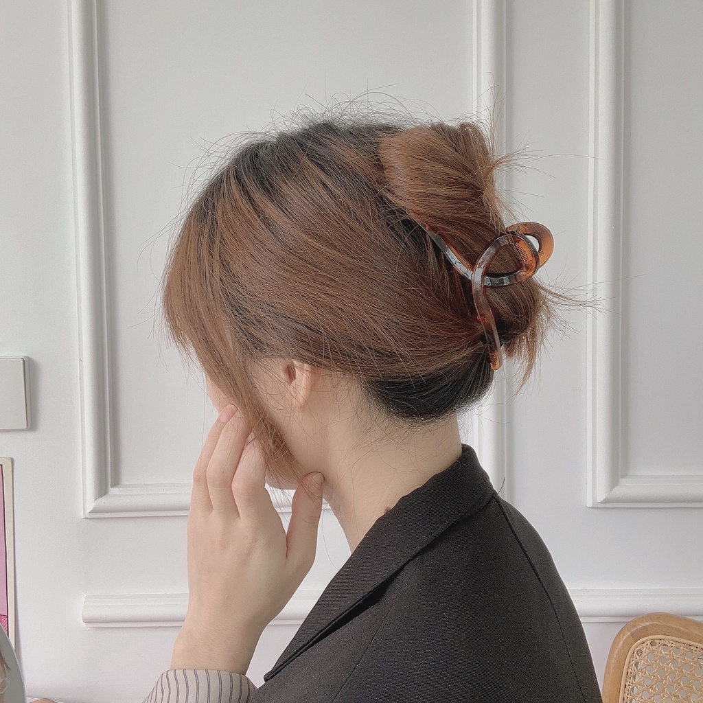 Kẹp Tóc Màu Trong Suốt Thiết Kế Đơn Giản Phong Cách Retro