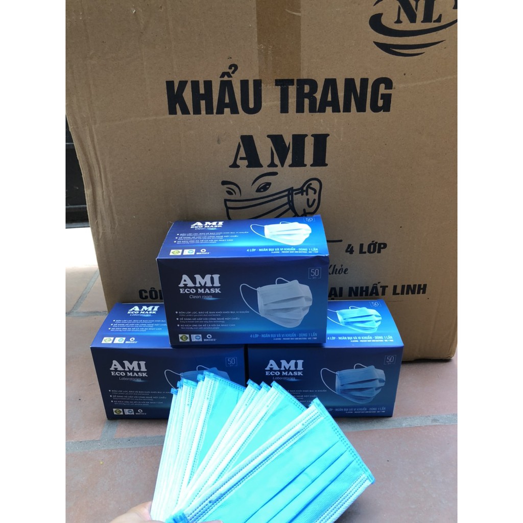 Combo 2 Hộp Khẩu Trang Y Tế  4 lớp AMI nhiều màu (50 chiếc/ 1 hộp)