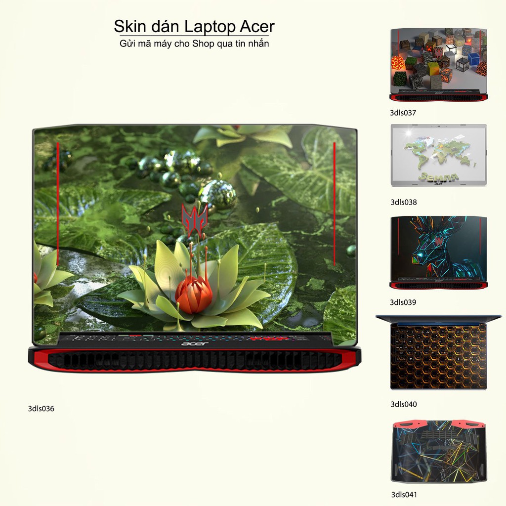 Skin dán Laptop Acer in hình 3D Green (inbox mã máy cho Shop)
