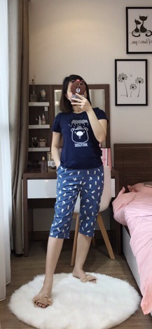 Bộ cotton lửng mặc nhà