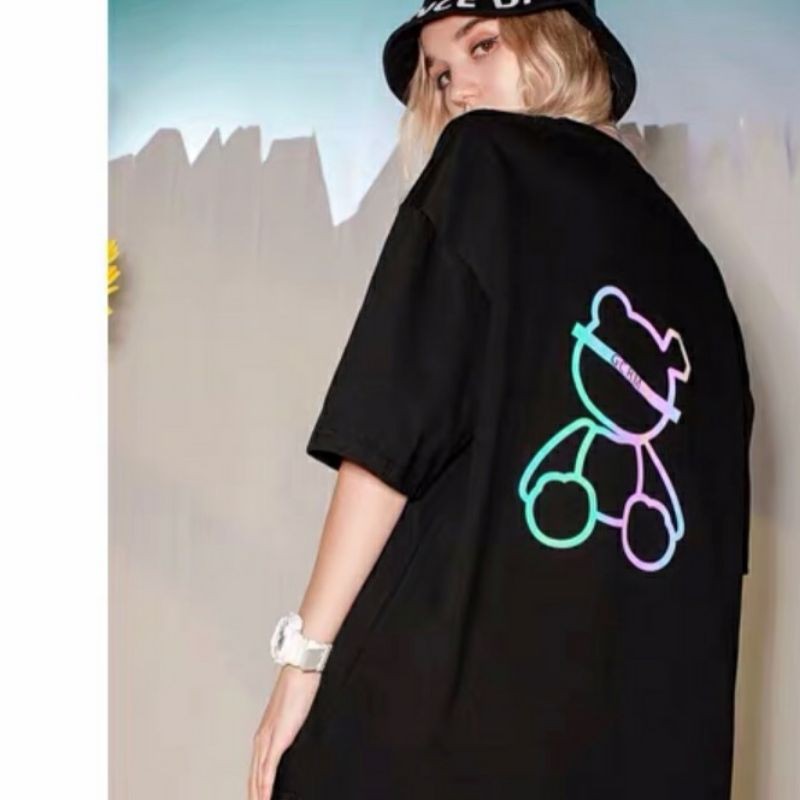 Áo Thun❤  Có size Phản Quang tay lỡ Unisex gấu