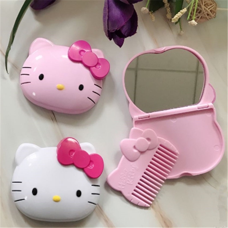 Gương trang điểm ✨ FREESHIP ✨ bỏ túi kèm lược Hello Kitty