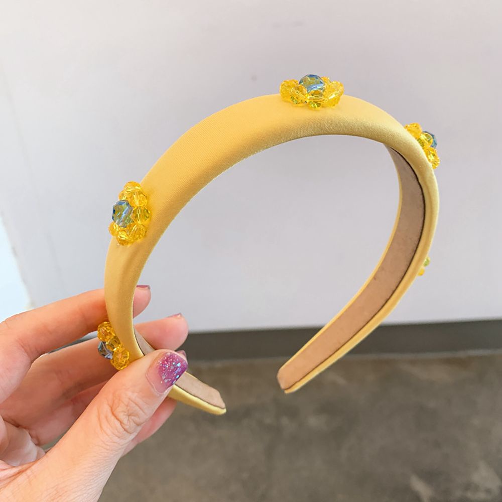 Băng Đô Cài Tóc rửa mặt Bằng Vải Màu Trơn Đính Hoa Ngọt Ngào Thời Trang Cho Nữ