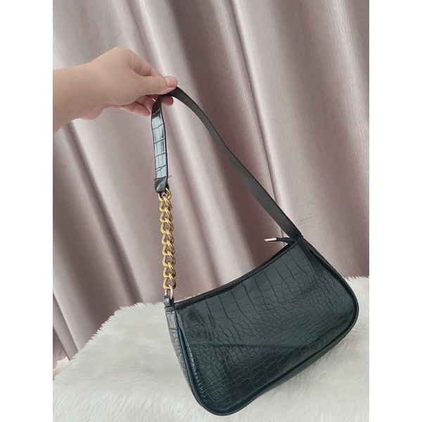 Túi da trơn Kẹp nách phối dây xích