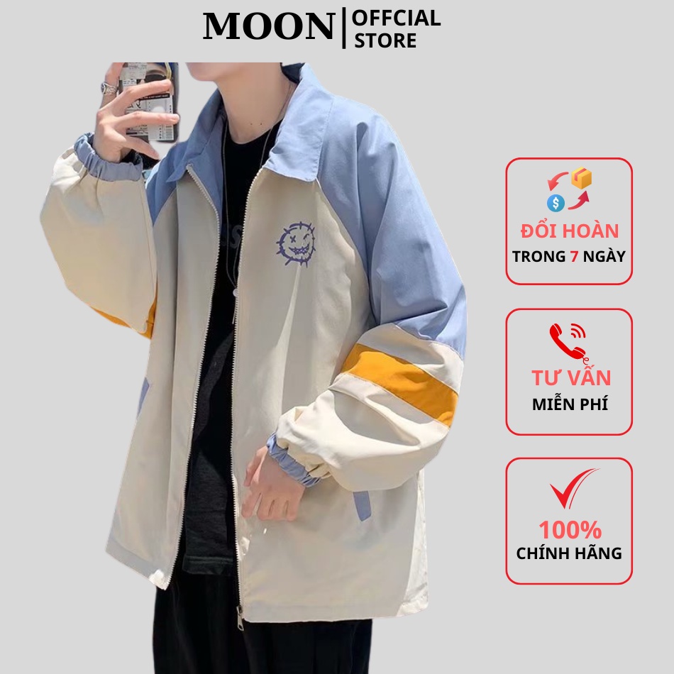 Áo khoác Unisex form rộng, chất liệu vải dù 2 lớp dày dặn, thiết kế lạ mắt, kiểu dáng trẻ trung, phối màu be xanh viền c
