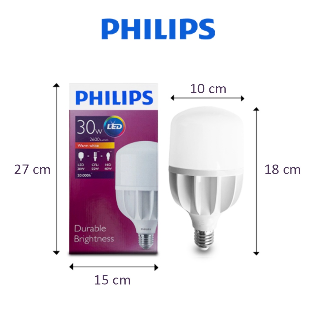 Bóng đèn Philips LED trụ Tforce HB 26-30W ánh sáng vàng