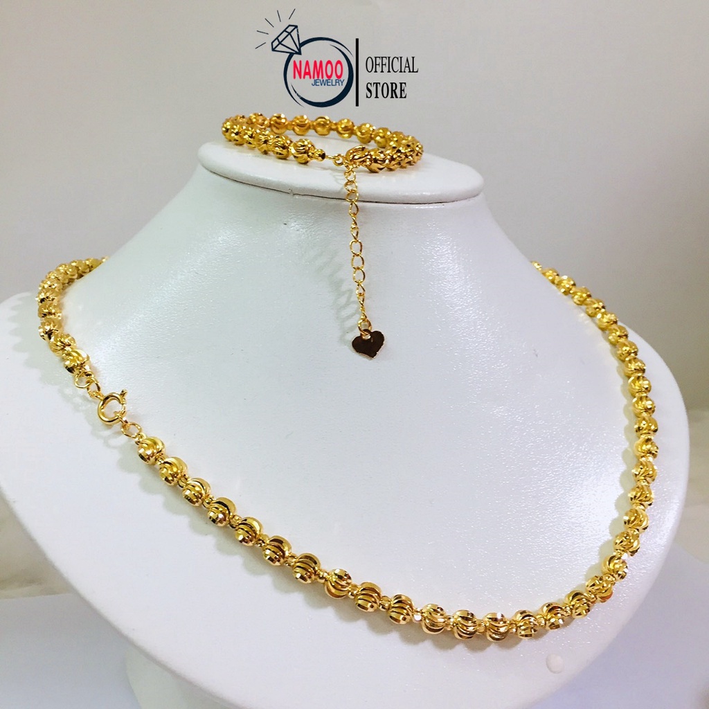 Bộ Dây Chuyền Nữ V248 L248, Set Dây Chuyền Và Lắc Tay Bi Mạ Vàng Nữ Namoo Jewelry Chuyên Sỉ