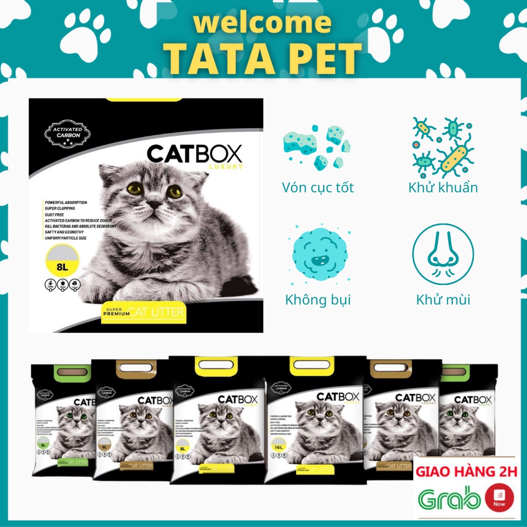Cát vệ sinh cho mèo bổ sung than hoạt tính CATBOX túi 8L CHANH (VS2.1) TATAPET
