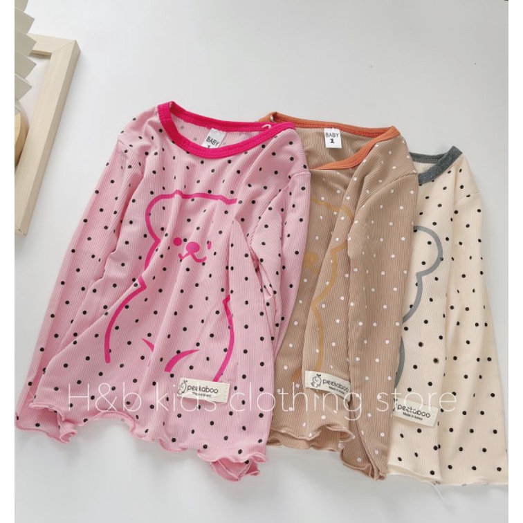 Bộ Dài Tay Cho Bé Hình Gấu Béo Chất Gân Tăm Co Giãn Mềm Mịn Cho Bé Trai Bé Gái Đủ Size