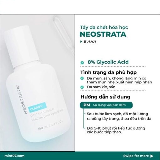 [HÀNG NHẬP KHẨU] Tinh Chất Tẩy Da Chết Chống Lão Hóa Cho Da Dầu Mụn NeoStrata Oily Skin Solution Lotion AHA 8% 100ml