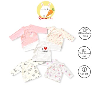 Bunnybaby - combo 5 áo cột dây sơ sinh cao cấp bunny cho bé 3-5kg  mẫu - ảnh sản phẩm 1