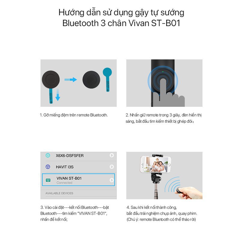 Gậy Chụp Hình Đa Năng Có Giá Đỡ VIVAN -ST-B01- BẢO HÀNH 1 ĐỔI 1 CHÍNH HÃNG | BigBuy360 - bigbuy360.vn