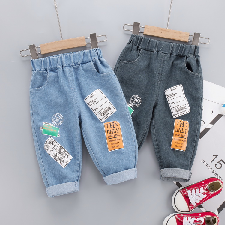 Quần jeans in chữ phong cách Hàn Quốc cá tính cho bé trai 0-5 tuổi