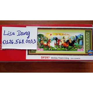 Tranh đính đá MÃ ĐÁO THÀNH CÔNG 110x48cm chưa đính df297