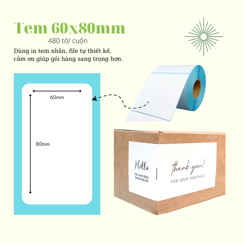 Giấy In Tem Mã Vạch Khổ 40x30mm Dạng Cuộn 800 Tem Dành Cho In Tem, Nhãn, File thiết kế, Barcode, In Tem Vận Chuyển