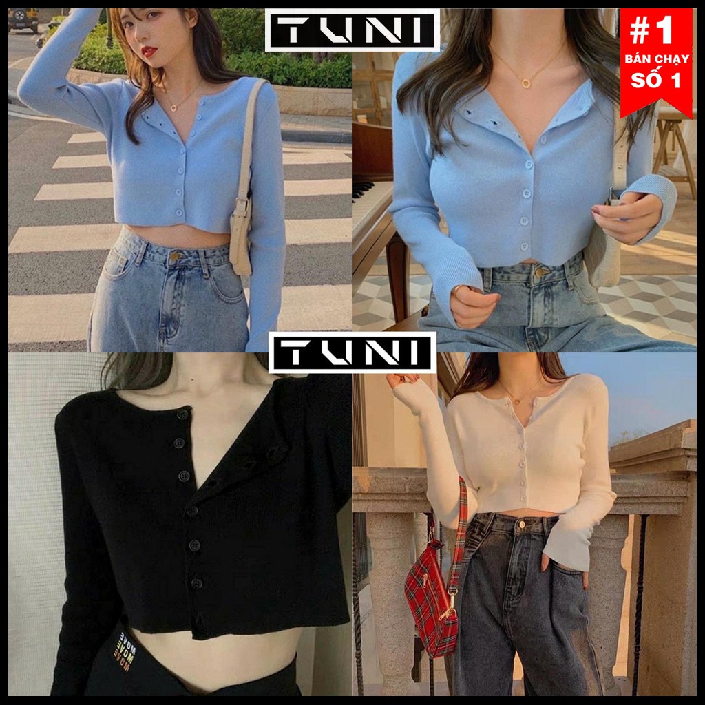 Áo Croptop Tay Dài ?FREESHIP? Áo Croptop Nữ YAN Ulzzang Len Tăm Nút Thật(ẢNH THẬT)