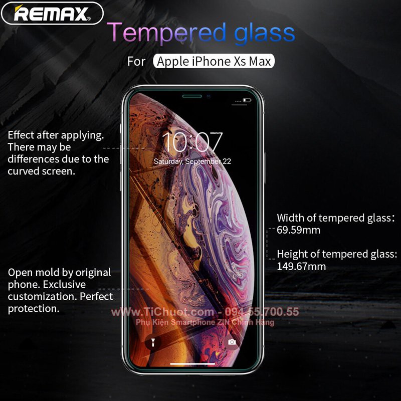 Kính Cường Lực iPhone 11 Pro Max/ XS MAX REMAX mỏng 0.15mm - KO FULL, 9H-2.5D