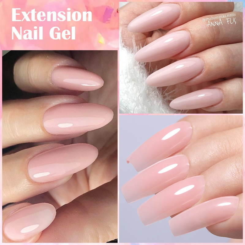 1 Hộp Gel Nối Dài Móng Tay Màu Trắng Hồng Trong Suốt