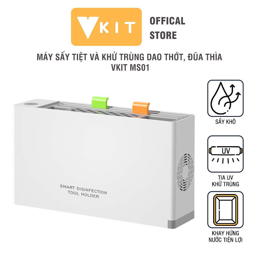 Máy sấy tiệt trùng và khử trùng dao thớt, đũa thìa VKIT MS01 tặng kèm 2 cái thớt