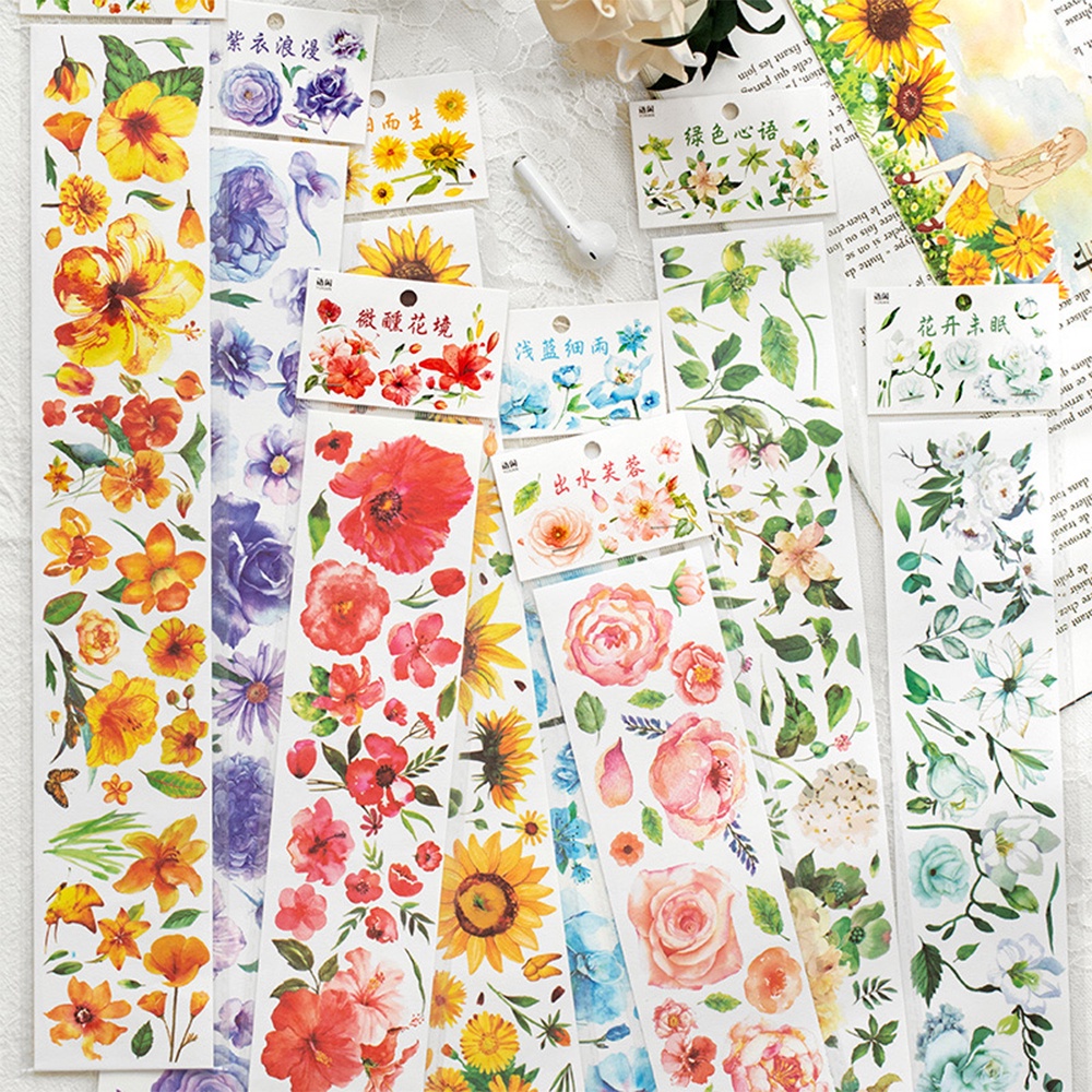 Hình dán dải hoa rực rỡ sắc màu dùng để trang trí sổ tay bullet journal M007